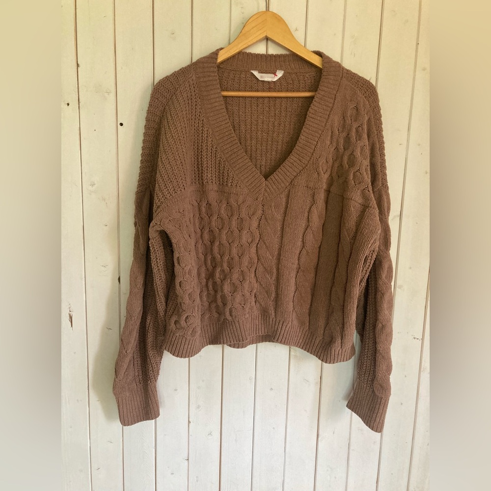 No Boundaries Brown V-Neck Sweater